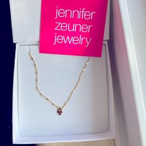 Jennifer Zeuner Hamsa gold plated necklace.